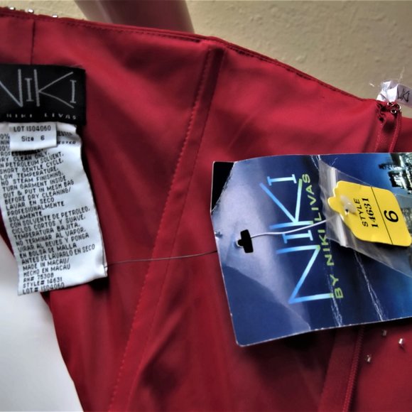 Niki by Niki Livas Red Halter Style Open Back Maxi Gown - Picture 7 of 7